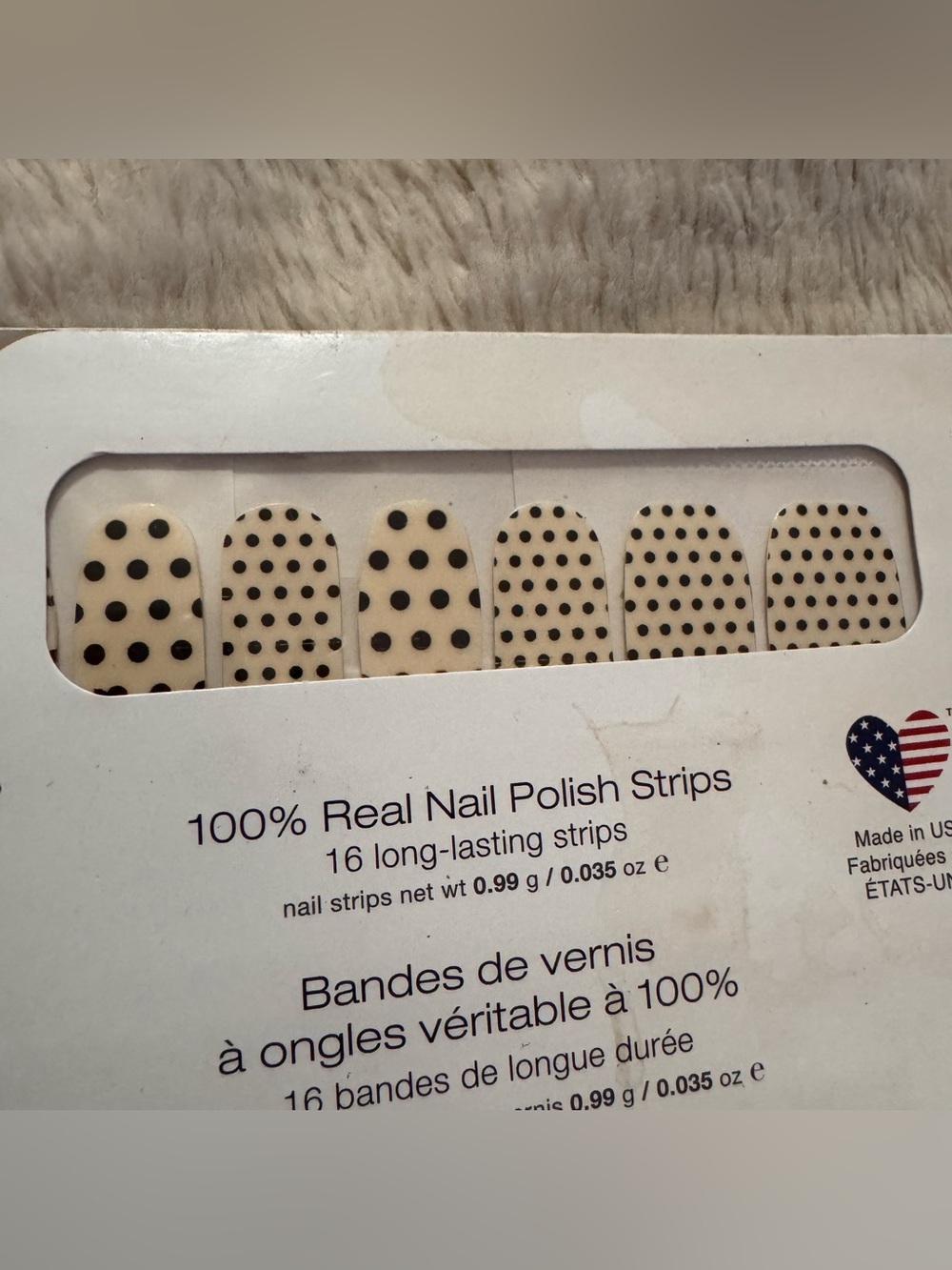 Color Street Polka Dot Com NIP Black Cream Polka Dot Nail Polish Strips - Picture 3 of 4